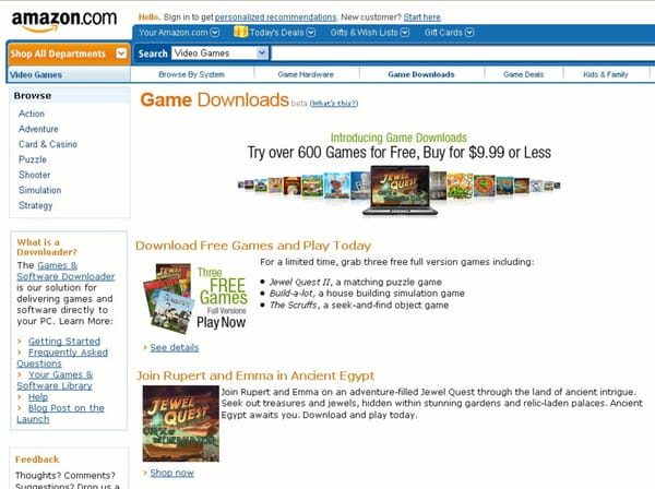 Amazon startet Spieledownloads