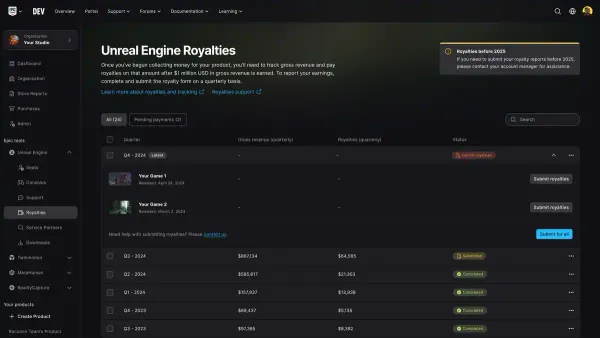 Unreal Revises Royalty Reporting System for Unreal Engine