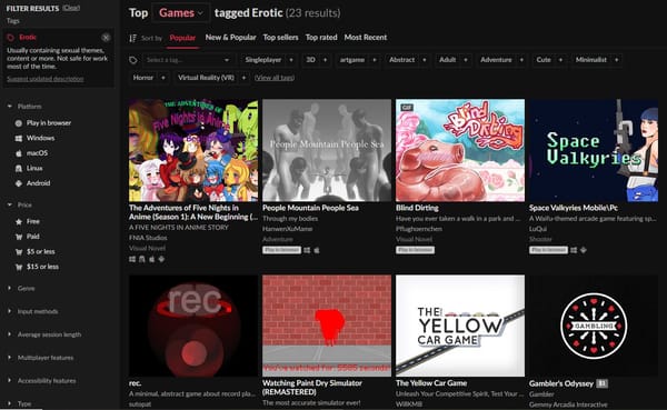 Itch.io Delists NSFW Games, Indicates Guidelines from Payment Processors